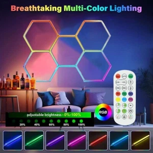 Hexagon LED Panel Light RGB Music Sync & App Control For Party/Room/Wall Decor - Picture 1 of 10