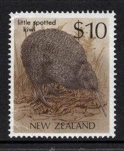 NEW ZEALAND 1985-89 BIRDS $10.00 BROWN LITTLE SPOTTED "KIWI" HIGH VALUE MNG. - Picture 1 of 1
