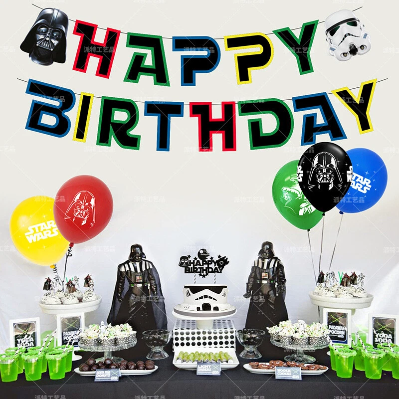 Star Wars Cumpleaños Fiesta Suministros Banner Globos Toppers Fiesta Set Decoración Foto 1 de 4