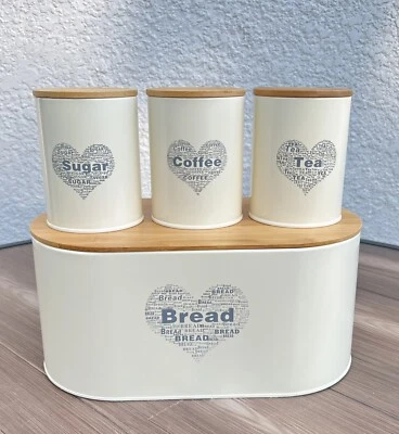 Caja de pan y azúcar café té bote juego de almacenamiento de alimentos para encimera de cocina Foto 1 de 4