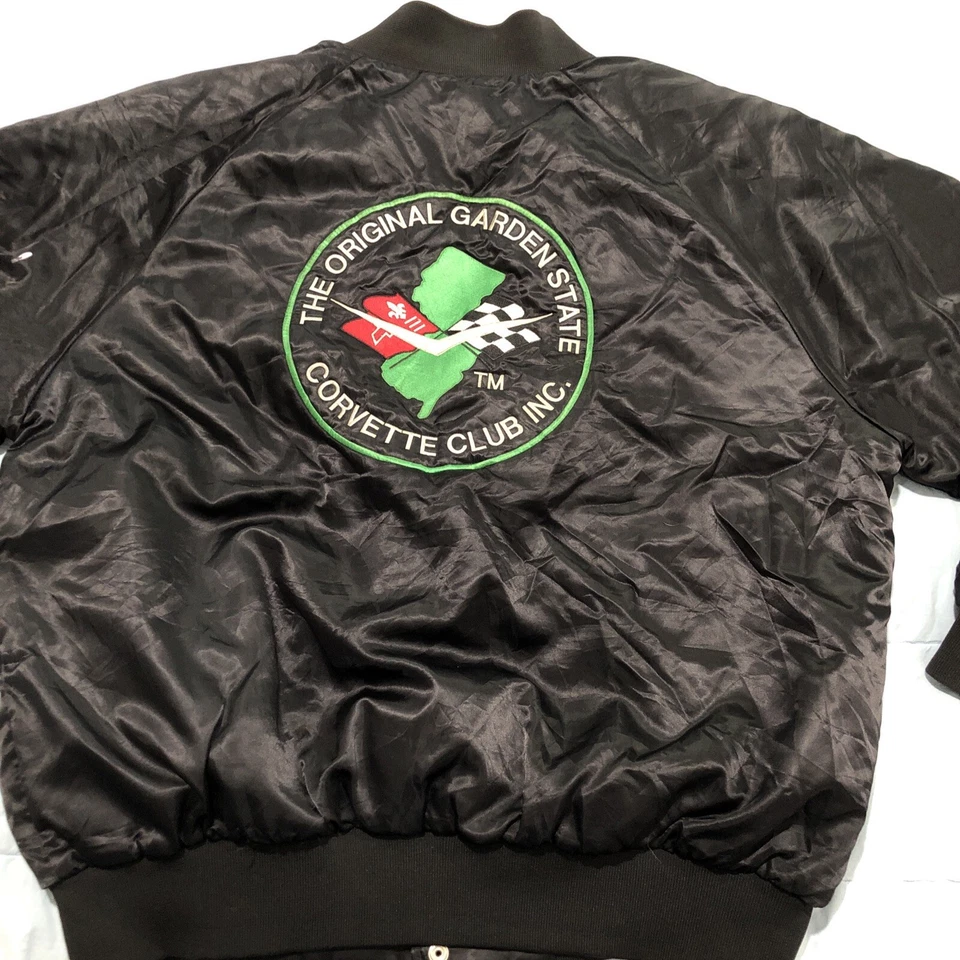 Chaqueta Chevrolet Corvette Club ZR-1 para hombre satinada XL negra años 80’s abrigo de bombardero de colección Foto 1 de 4