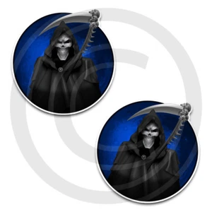 Calcomanías de vinilo para pegatinas Grim Reaper (¡Juego de 2!) "AZUL - Elige 3", 4", 5" o 6" - Imagen 1 de 1