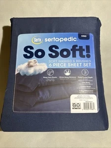 Juego de sábanas Sertapedic So Soft 6 piezas azul marino nuevo King - Imagen 1 de 5