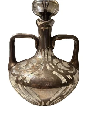 ANTIGUO TAPÓN JARRA WHISKY ART NOUVEAU SUPERPUESTO PLATA ESTERLINA GORHAM 1912 Foto 1 de 4
