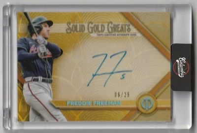 FREDDIE FREEMAN 2022 TOPPS TRIBUTE #GGAFF- SOLID GOLD GREATS AUTO #06/25- BRAVES - Image 1 of 2