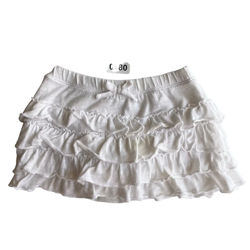 Falda Arizona Jeans Niñas Pequeñas con Forro, Talla 18M, Blanca, Lindo Volante con Lazo Foto 1 de 4