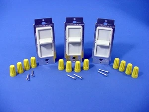 3 Leviton Almond Decora Incandescent 1Pole Sliding Dimmer Switches 600W 6621-M0A - Picture 1 of 5