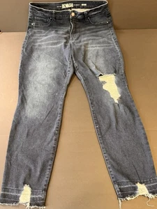 Damen Rewash Mid-Rise Distressed Straight Jeans Dark Wash Gr. 13/31 stretchig - Bild 1 von 9