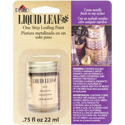 Plaid:Craft 6110 Liquid Leaf One-Step Leafing Paint .75oz-Classic Gold (2Pk)