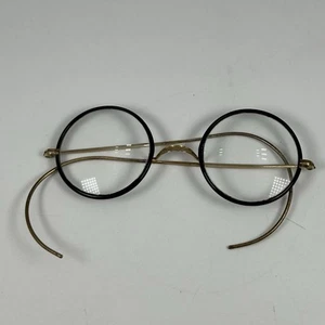 Antique AMERICAN OPTICAL Windsor Eyeglasses Brown- Gold Filled Round Vintage - Picture 1 of 15