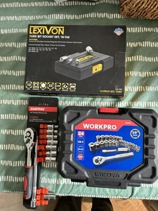 Workpro 3/8 Socket Set + Lexivon Torx Socket Set + Erofine 1/4 Ratchet SocketSet - Picture 1 of 2
