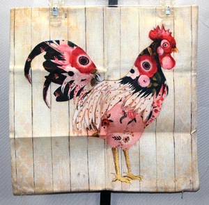 Funda de almohada de gallo floral de granja madera de granero tamaño 17" X 17" nueva sin etiquetas - Imagen 1 de 2