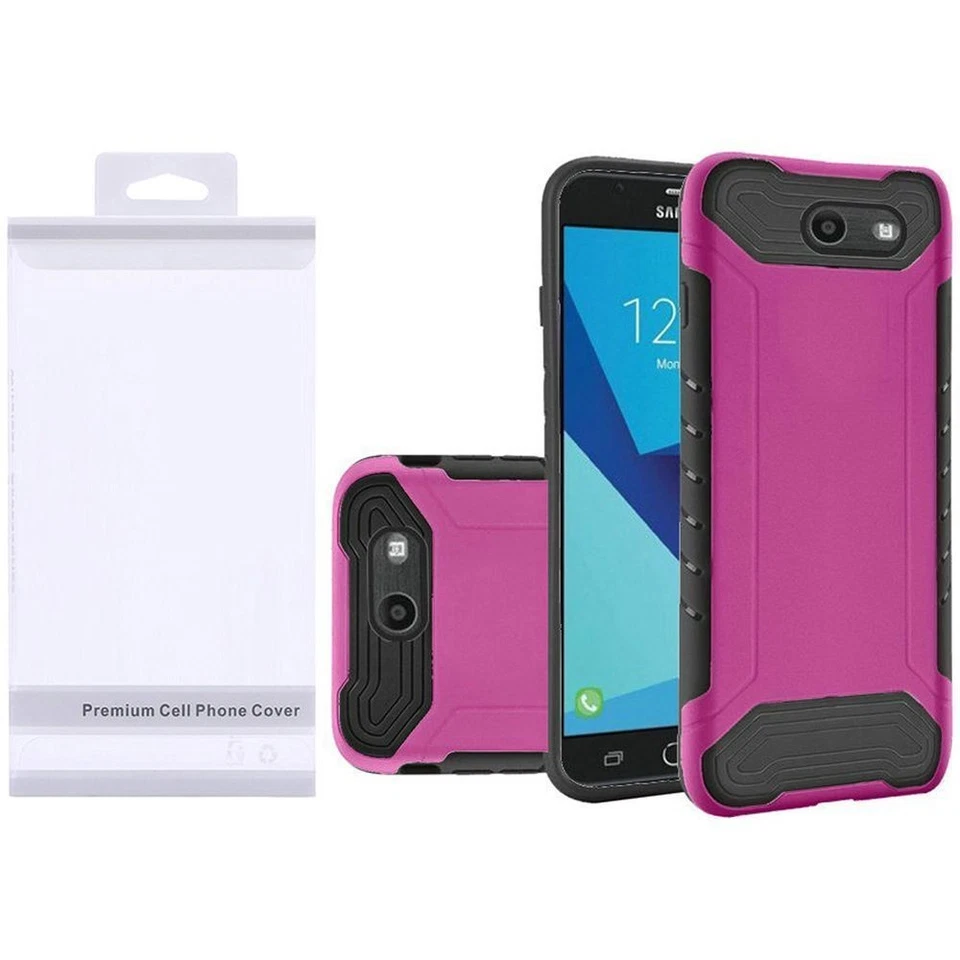 Funda híbrida GSA para Samsung Galaxy J7 (2016, 17), J727, rosa intenso negro Foto 1 de 1