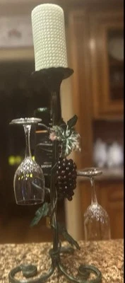 Suporte de vela de ferro forjado para vinho rack de vidro videira 18” forjado à mão - Imagem 1 de 4