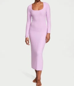 Victoria’s Secret Purple SMALL Luxe Ribbed Modal Scoop Long-Sleeve Maxi Dress - Picture 1 of 4