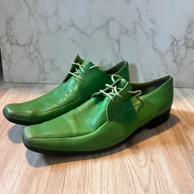 Zapatos de Vestir John Fluevog Verde Puntera Cuadrada Cuero Con Cordones Formal Fiesta Únicos Foto 1 de 4