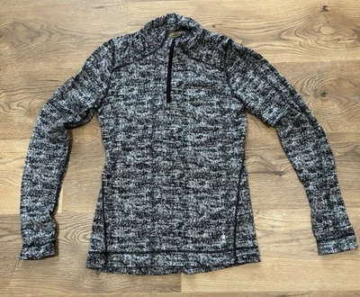 Smartwool Merino 250 Pullover Womens Medium Half Zip Wool Base Black White - Image 1 of 4