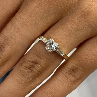 2.10 Ct  Heart-Cut  G/ VS1 Lab Grown Diamond Wedding Bridal Ring 14k Yellow Gold - Image 1 of 4