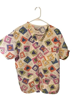 Peaches Uniforms Womens Size XL Short Sleeve Scrub Top Shirt Tooth Dentist Medic - Image 1 of 4