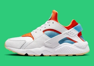 Taglia 12 - Nike Air Huarache Run bianche di sicurezza arancione blu universitario lilla - Foto 1 di 6