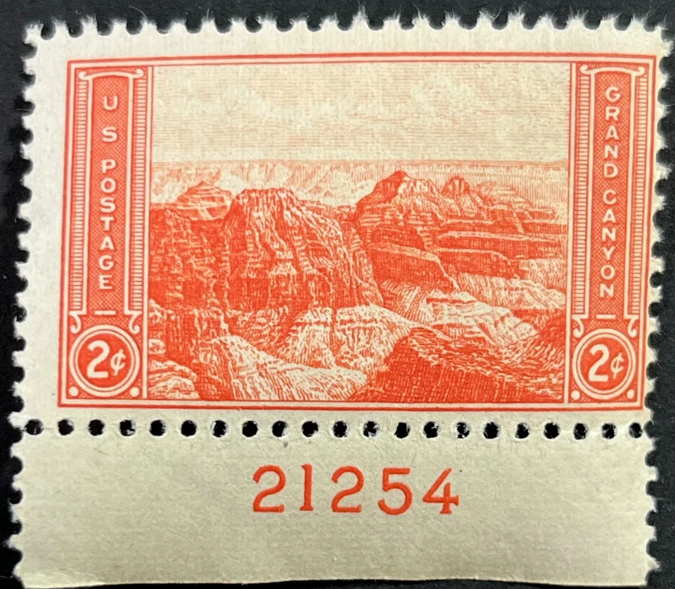 U.S. Scott #741,  Lower Sheet P# w/Stamp, Grand Canyon, Arizona Issue, F-VF, MNH - Image 1 of 2