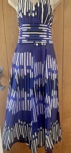 MONSOON Long Halter Neck Blue-Purple Summer Party Holiday Dress - Size 10 - Picture 1 of 5