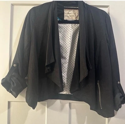 Anthropologie Cartonnier Черный Блейзер Водопад Передние 3/4 Рукава Размер M - Изображение 1 из 4