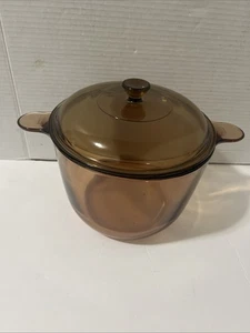 Vintage Corning Ware Vision Stock Stew Pot Includes Lid 3.5 Liter Amber France - Picture 1 of 9