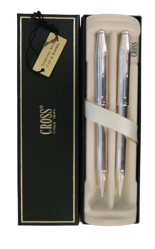 Juego de bolígrafos y lápices Cross Century II de plata de ley de 0,5 nuevos en caja raros Foto 1 de 2