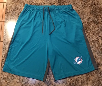 Pantalones Cortos Miami Dolphins Para Hombres XL Majestuoso Gris Teal Bolsillos NFL Fútbol Entrenamiento Foto 1 de 4