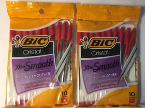 RED BIC Cristal Xtra-Smooth Ballpoint Pens LOT (Two 10-packs) TWENTY (20) PENS - Picture 1 of 10