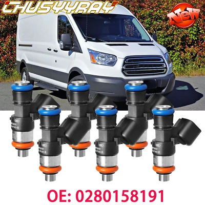 6pcs Upgrade Fuel Injectors #0280158191 For 2015 - 2017 Ford Transit 150 3.7L V6 - Image 1 of 4
