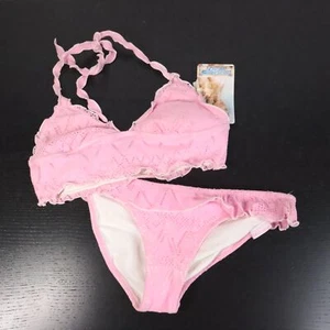 Neu Skechers Beach Damen Junior L rosa Häkel Y2K 2-Teiler Bikini Badeanzug - Bild 1 von 9