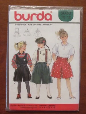 BURDA PATTERN - 5030 GIRL'S PANTSUIT JUMPSUIT SHORTS FRONT PLEATS 4-10 UNCUT - Image 1 of 2