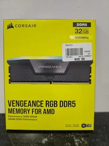 CORSAIR Vengeance RGB 32GB (2x16GB) PC5-48000 FOR AMD  (DDR5-6000) CL36 RAM - Picture 1 of 2
