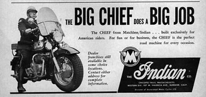 Indian Chief Motorcycle 1961 ""The Big Chief"" anuncio original - Imagen 1 de 1