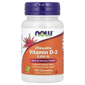 Now Foods Vitamin D-3 Natural Mint Flavor 5 000 IU 120 Chewables GMP Quality - Picture 1 of 3
