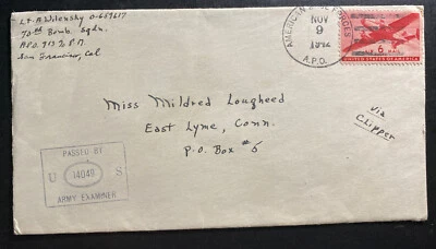 1942 Nandi Air Base APO 913 Viti Levu Island Censored Cover To East Lyme CT Usa - Image 1 of 2