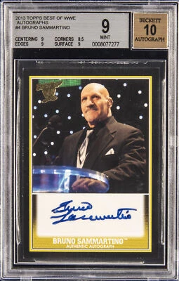 2013 TOPPS BEST OF WWE AUTOGRAPH AUTO #4 BRUNO SAMMARTINO BGS 9 AUTO - Image 1 of 2