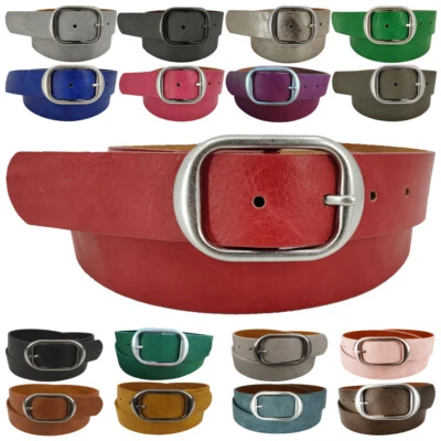 Damen Herren Basic Gürtel Breite 3,2cm echt Leder und Polyurethan bis 100cm 3168 - Bild 1 von 3