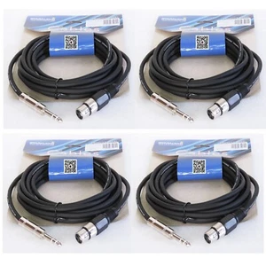 4-Pack 15ft 1/4" Male XLR Cables Quarter Inch Stereo to 3-Pin XLR Female Cables - Picture 1 of 16