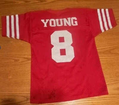 Camiseta de futebol Steve Young San Francisco 49ers média vintage logotipo atlético  - Imagem 1 de 4