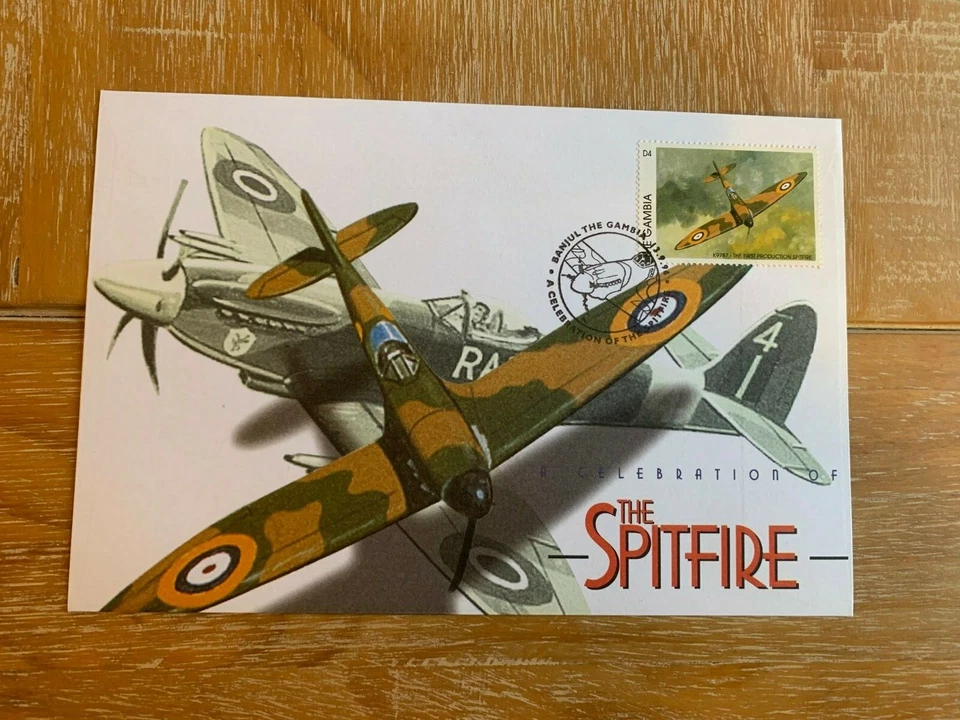 GAMBIA 1996 FDC AVIATION WW2 SPITFIRE K9787 FIRST PRODUCTION - Image 1 of 1