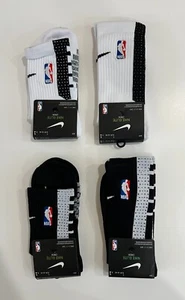 Nike NBA ELITE Basketball Socks DRI-FIT Size Large. White & Black. Crew & Ankle. - Picture 1 of 9