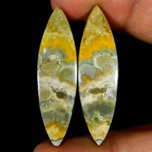 32.85Cts. Natural Marvellous BumbleBee Jasper Pair Marquise Cabochon Gemstone - Picture 1 of 3