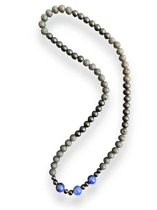 Lava Lapislazuli Turmalin Perlenkette Hand Made Halskette - Picture 1 of 11