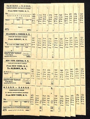 (10) N.Y.C.R.R. - D. & H. R. R. New York / Albany SAMPLE Tickets -c1960's Scarce - Image 1 of 2