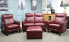 World Of Leather, Petit Collection 2-seater & 2 X Armchairs In Berry Red Leather