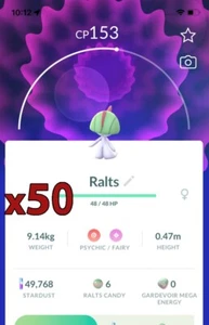 50x Ralts Pokemon Bundle !! Good Chance of Lucky and Good IVs !! Go - Picture 1 of 1