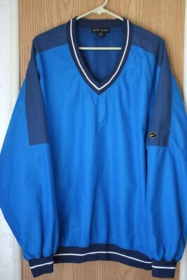 Nike Golf Blue Long Sleeve V Neck Pullover Windbreaker Jacket Mens Size L - Image 1 of 4